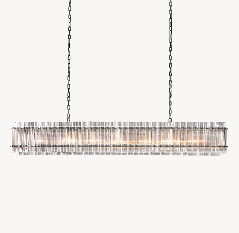 Fluted Glass Rectangular Gallery Chandelier