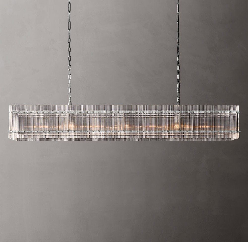 Fluted Glass Rectangular Gallery Chandelier