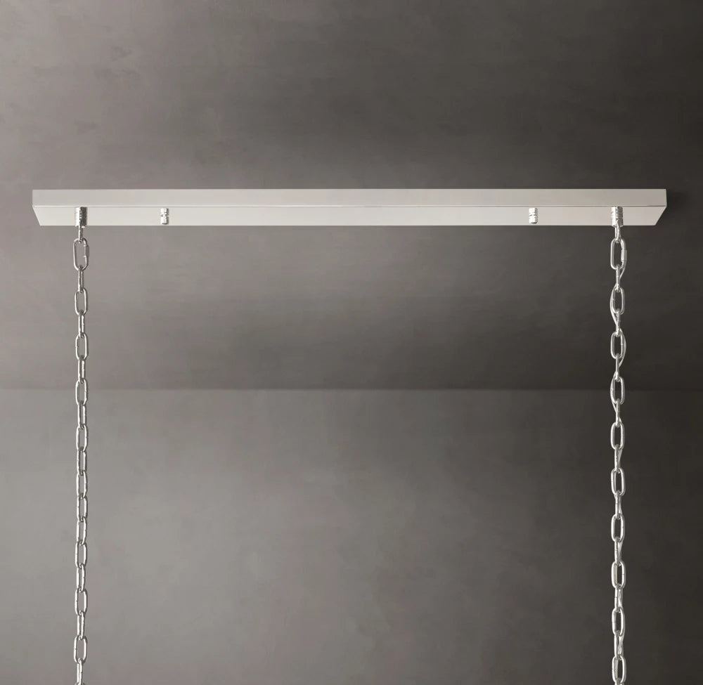 Fluted Glass Rectangular Gallery Chandelier