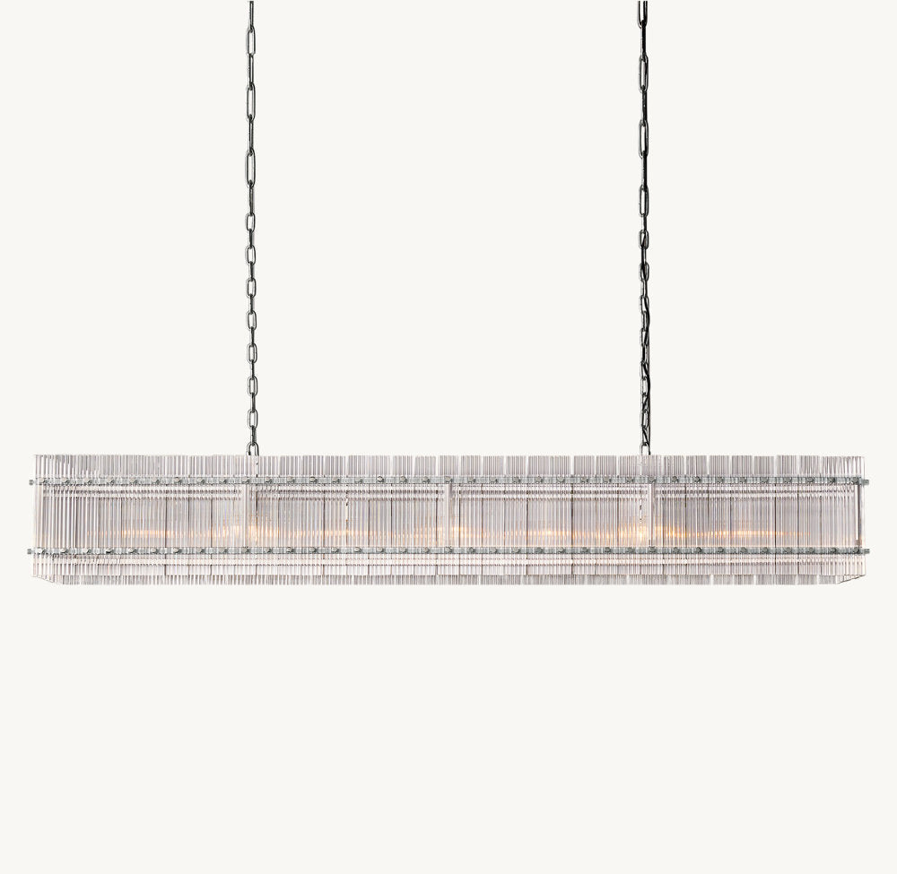 Fluted Glass Rectangular Gallery Chandelier