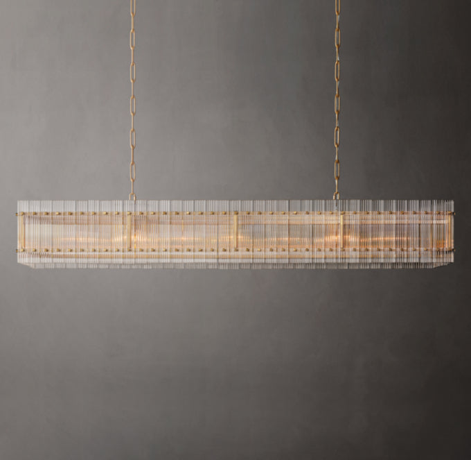 Fluted Glass Rectangular Gallery Chandelier