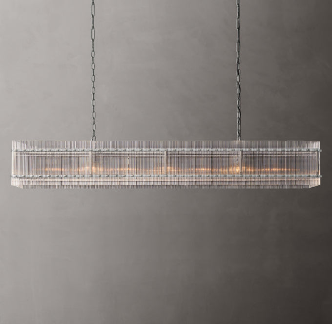 Fluted Glass Rectangular Gallery Chandelier