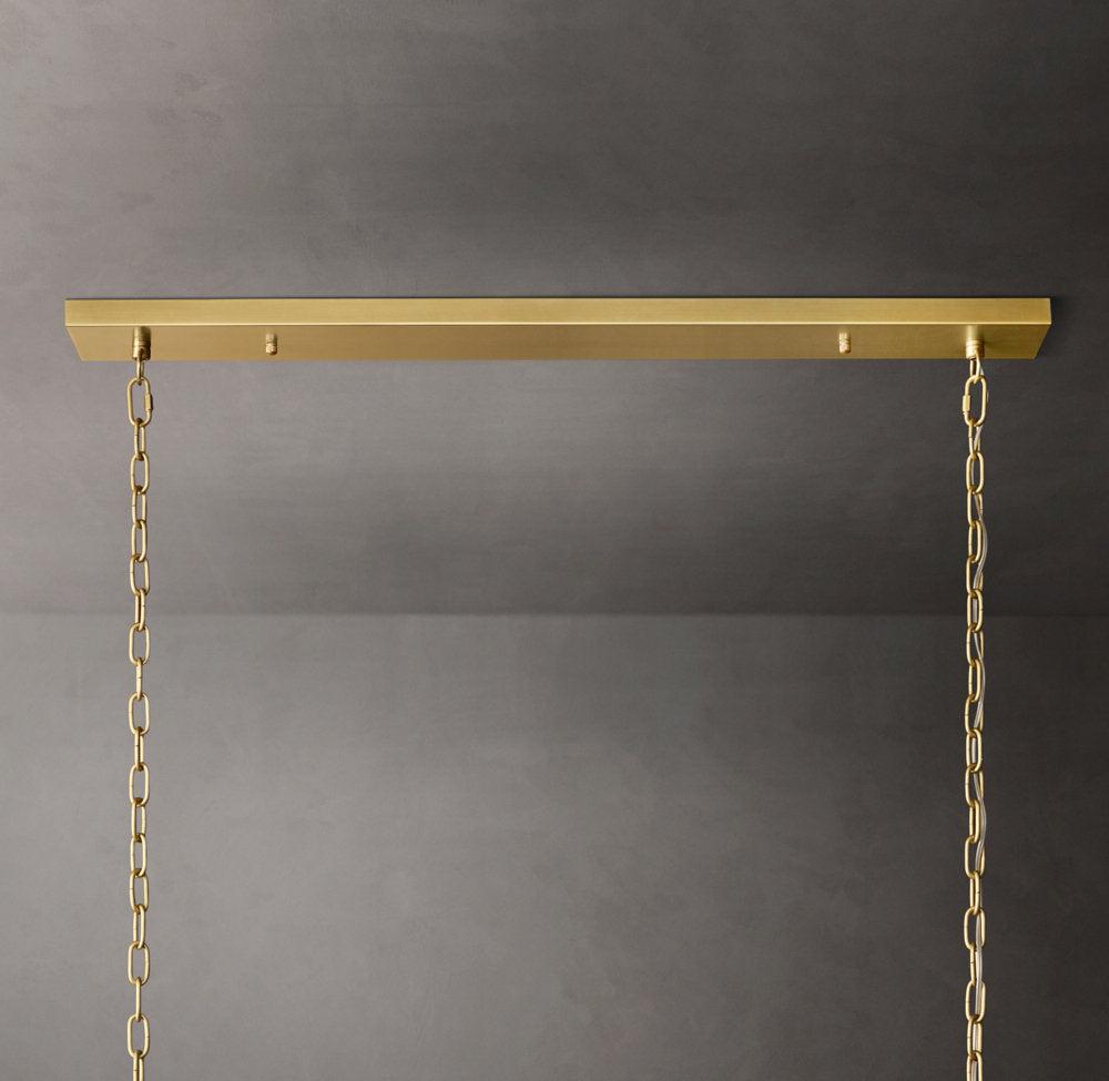 Fluted Glass Rectangular Gallery Chandelier