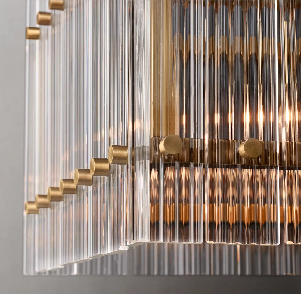 Fluted Glass Rectangular Gallery Chandelier