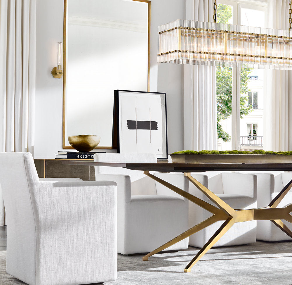 Fluted Glass Rectangular Gallery Chandelier