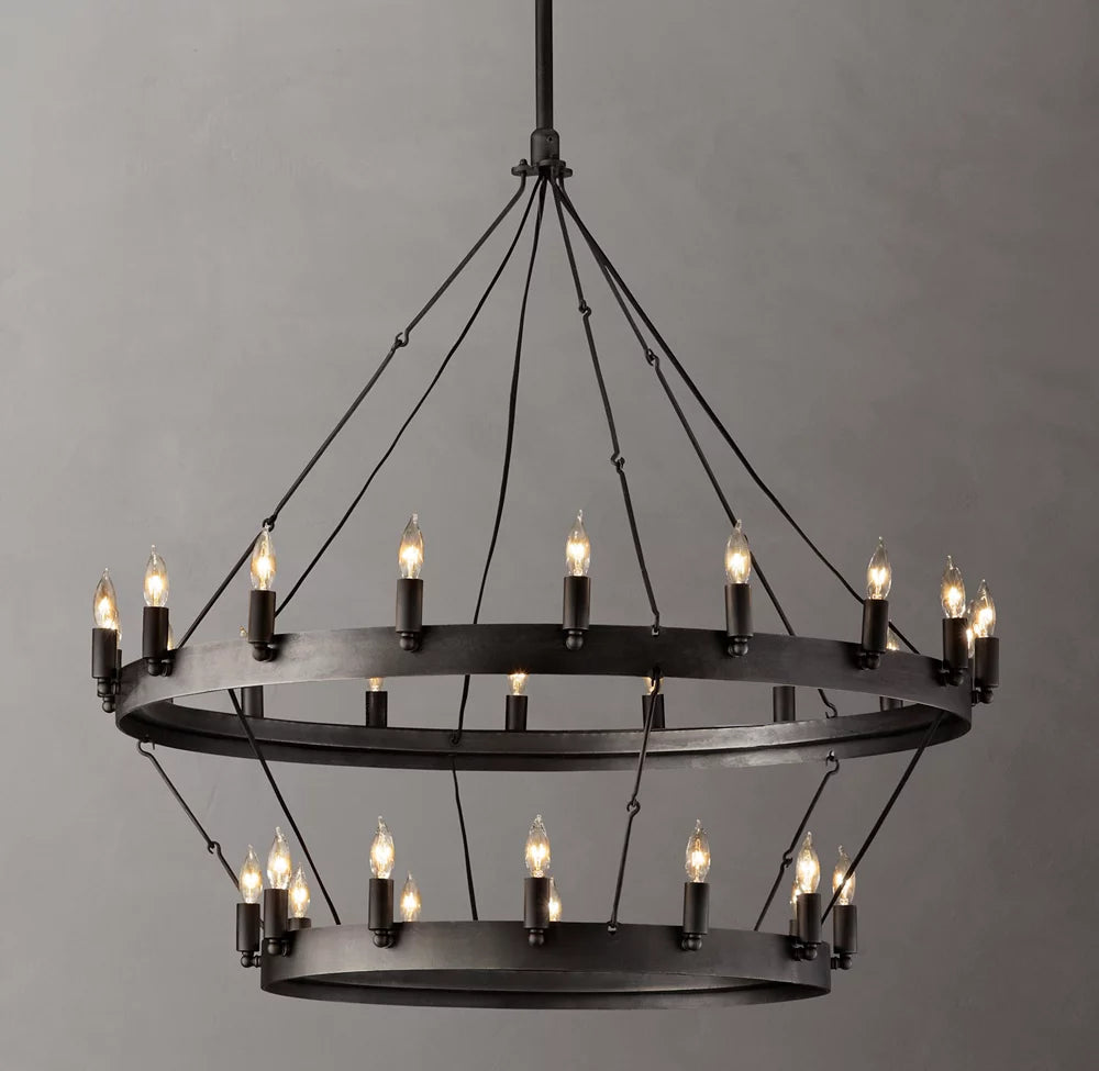 Forged Flame Ring Tier Chandelier