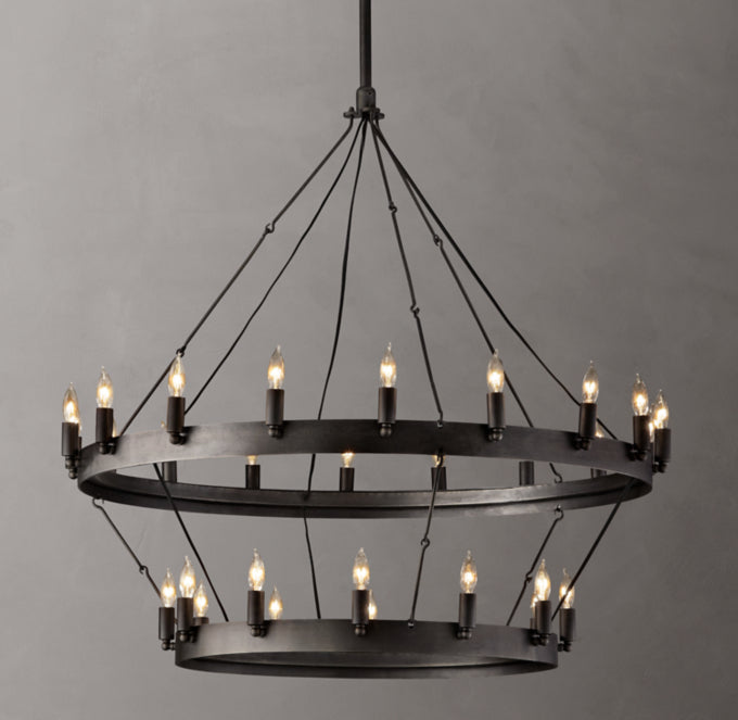 Forged Flame Ring Tier Chandelier