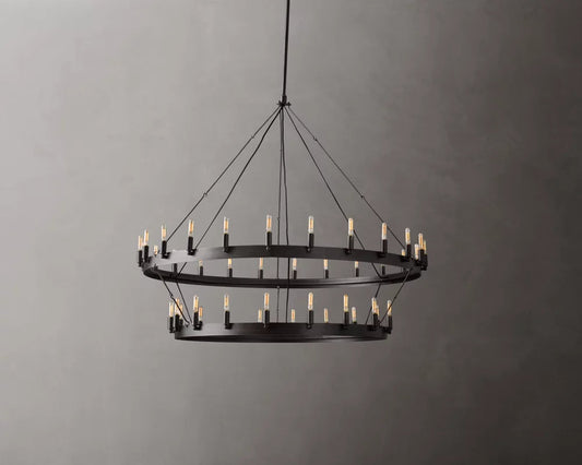 Forged Iron Flame Tier Chandelier