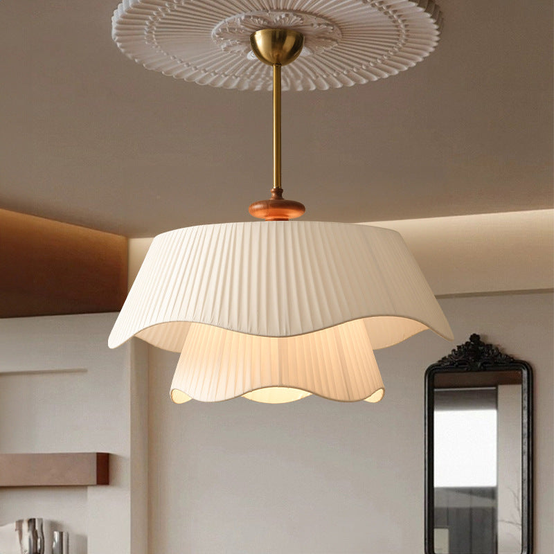 French Cream Wooden Chandelier / 25cm Diameter White
