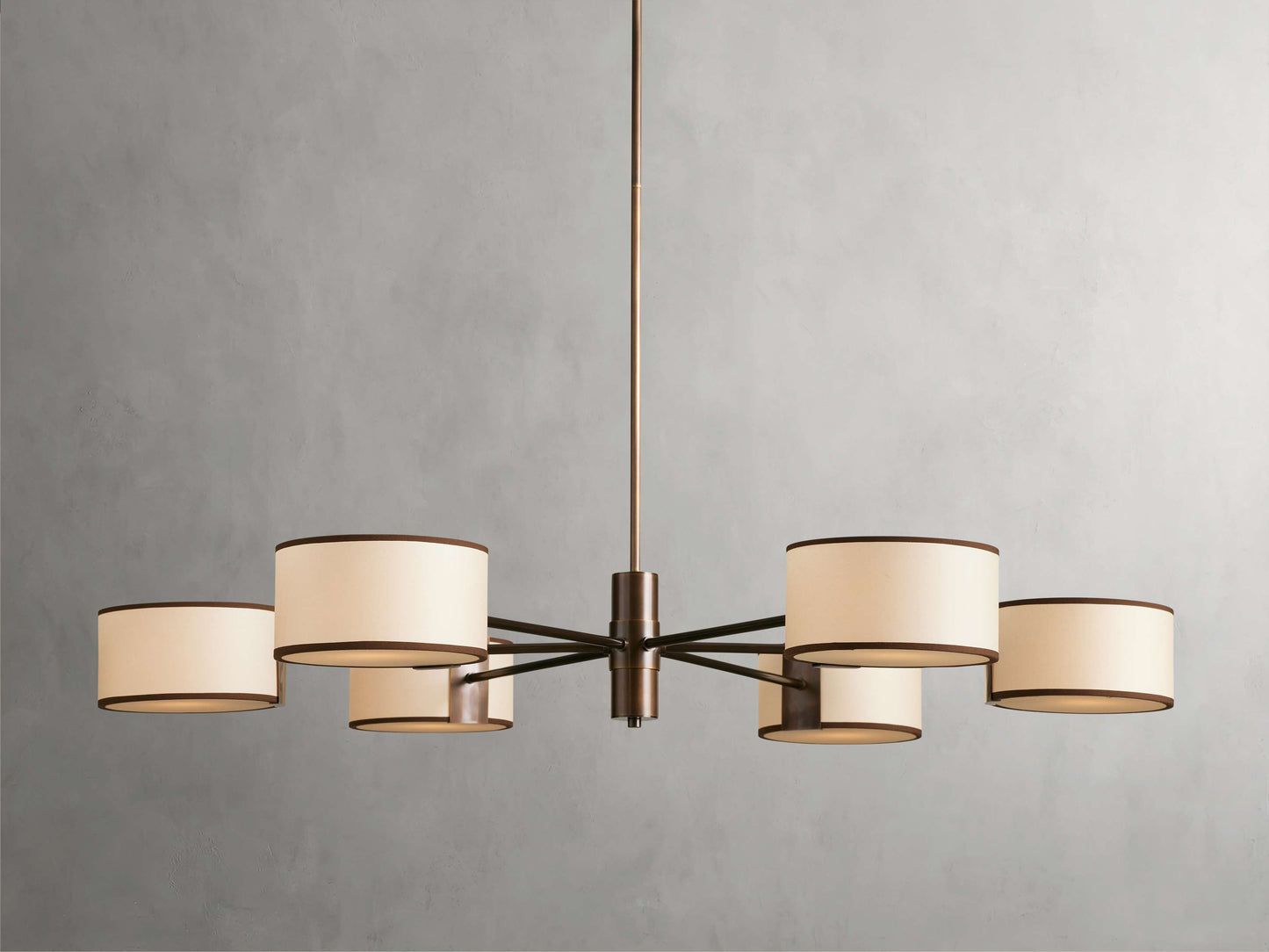 French Linen Shade Ring Chandelier