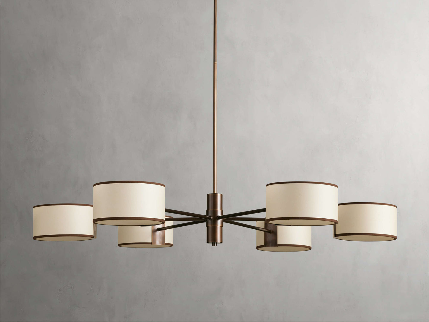 French Linen Shade Ring Chandelier