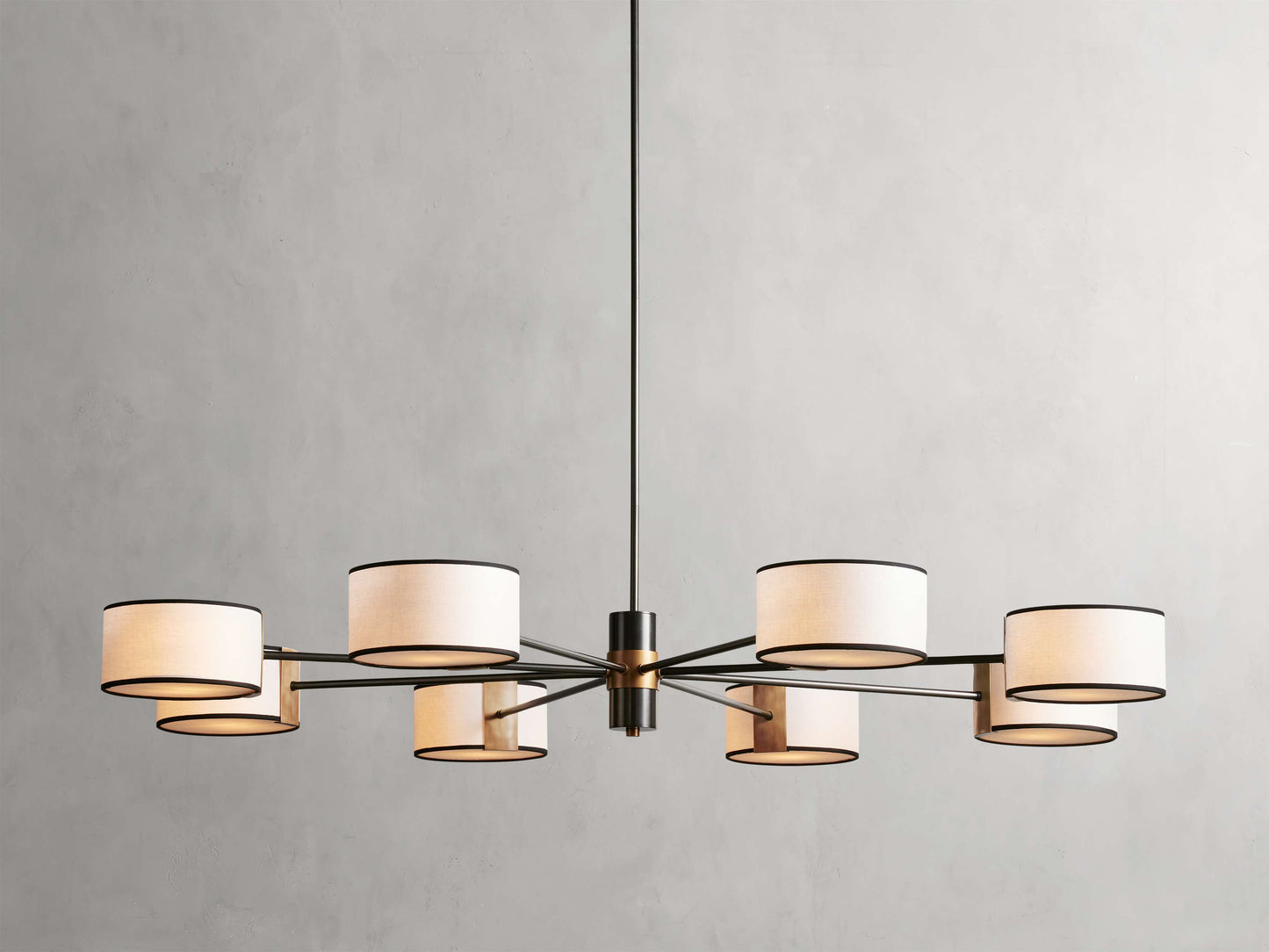 French Parchment Shade Ring Chandelier
