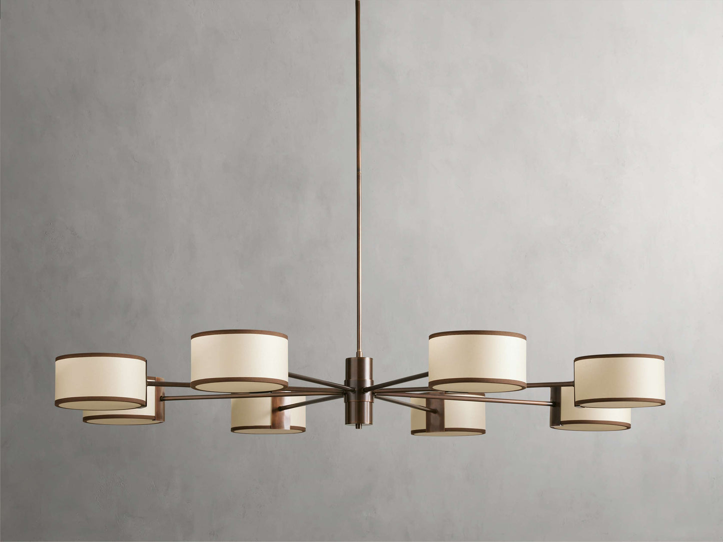 French Parchment Shade Ring Chandelier