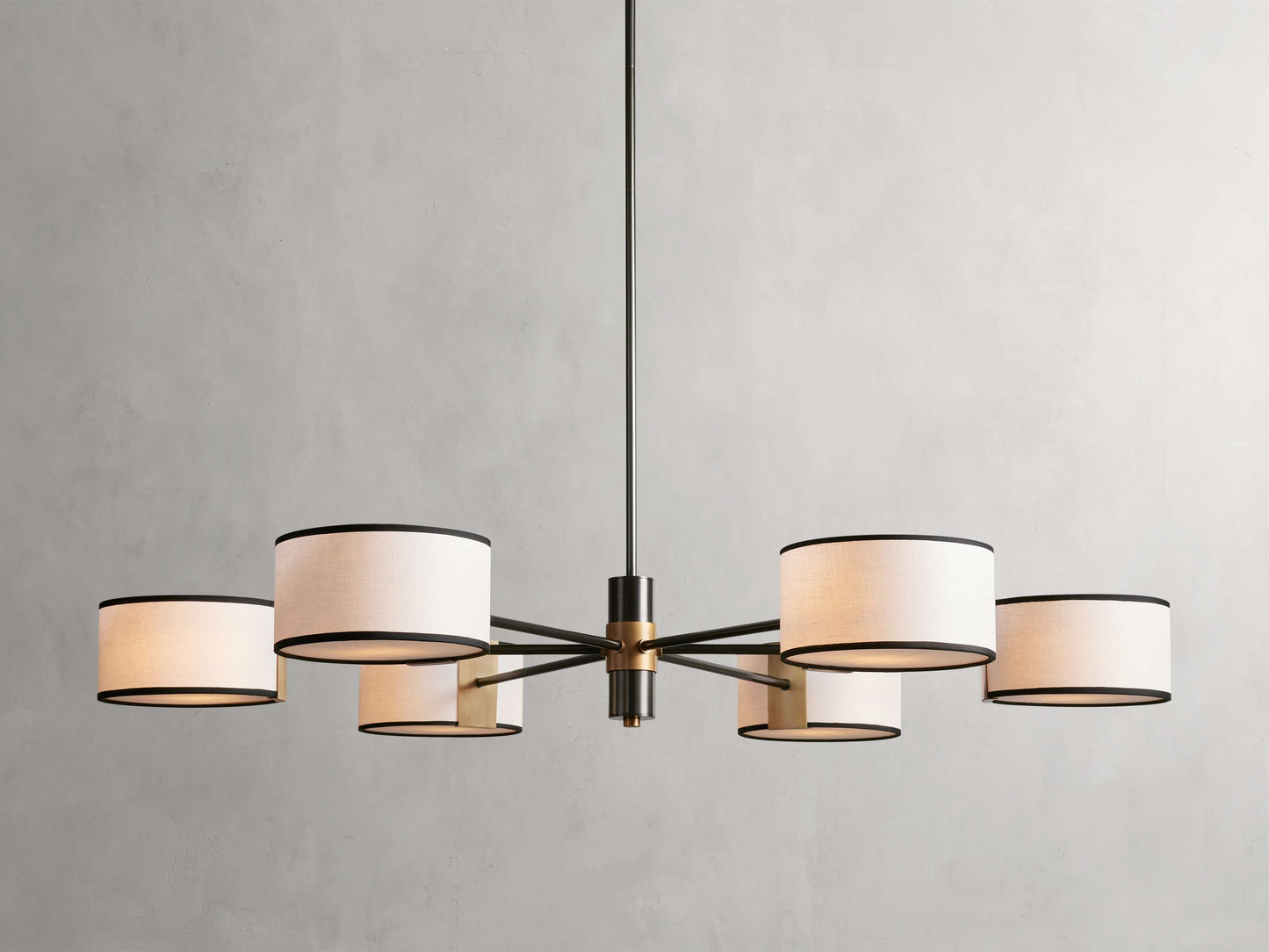 French Parchment Shade Ring Chandelier