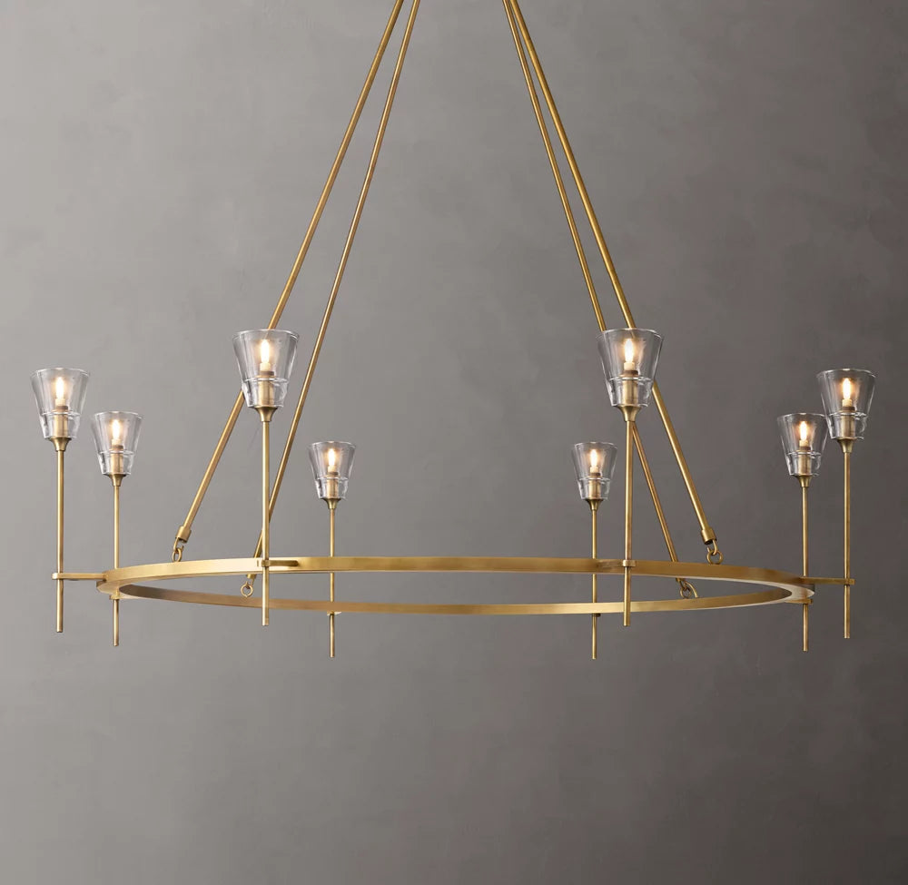 Frosted Torch Double Ring Chandelier