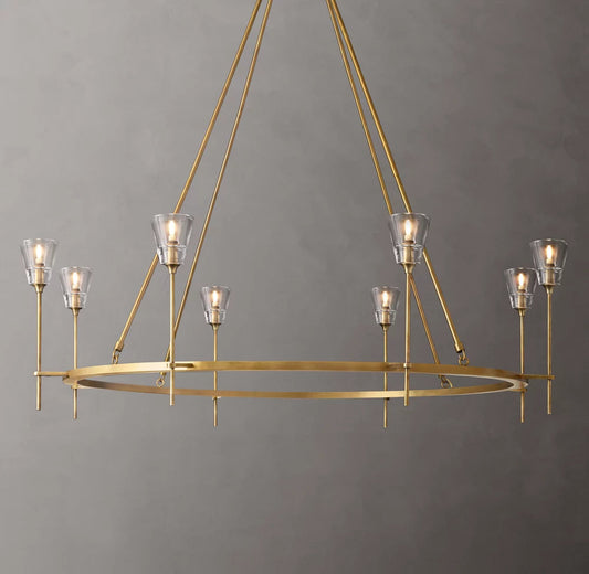Frosted Torch Double Ring Chandelier