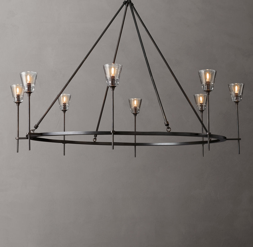 Frosted Torch Double Ring Chandelier