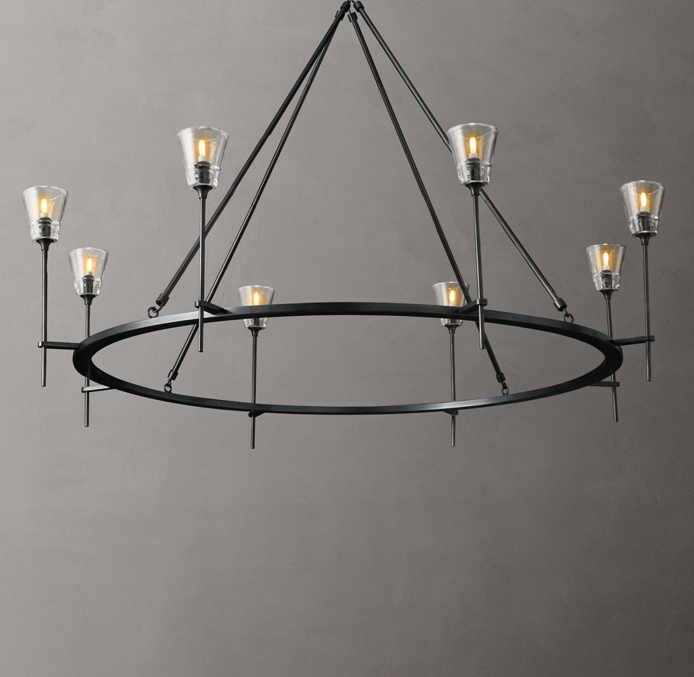 Frosted Torch Double Ring Chandelier