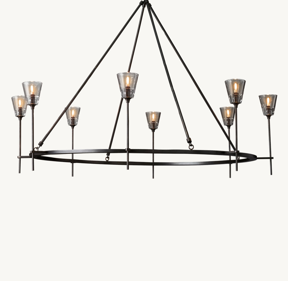 Frosted Torch Double Ring Chandelier