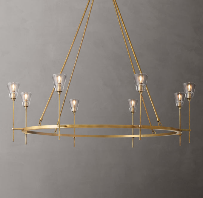 Frosted Torch Double Ring Chandelier