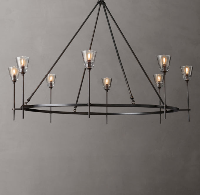 Frosted Torch Double Ring Chandelier
