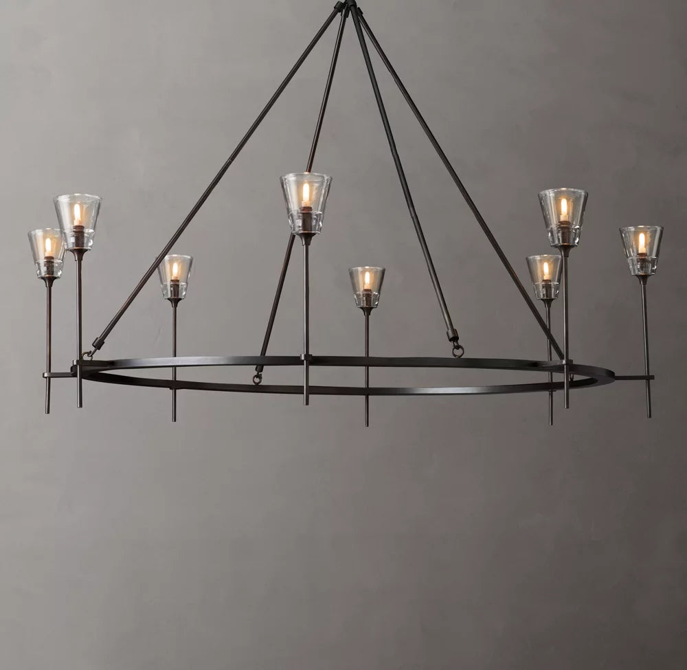 Frosted Torch Double Ring Chandelier