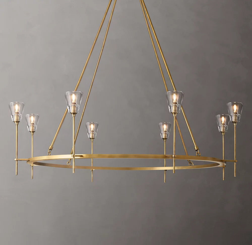 Frosted Torch Double Ring Chandelier