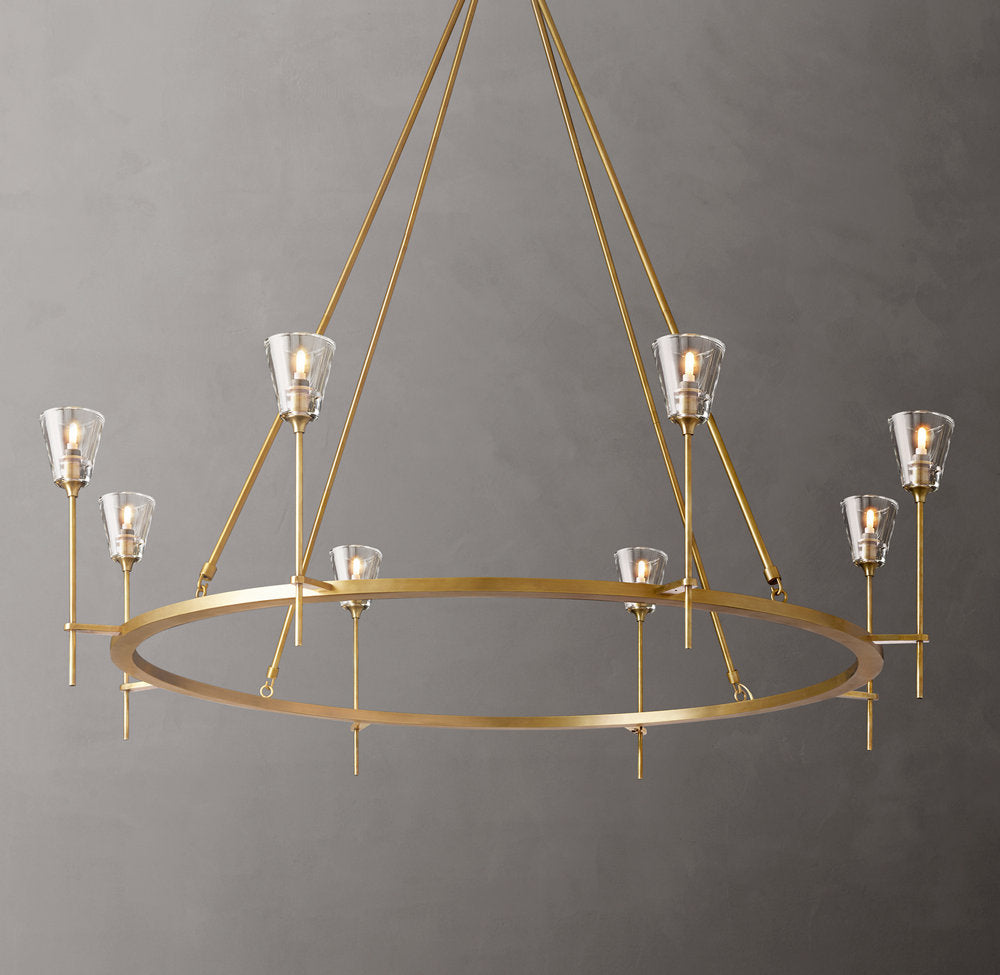 Frosted Torch Double Ring Chandelier