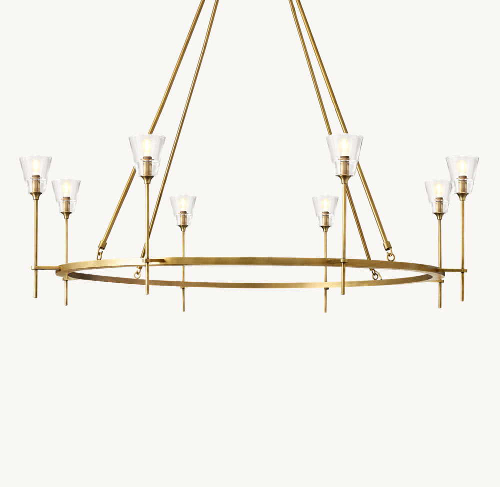 Frosted Torch Double Ring Chandelier
