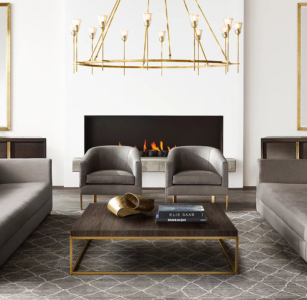 Frosted Torch Double Ring Chandelier