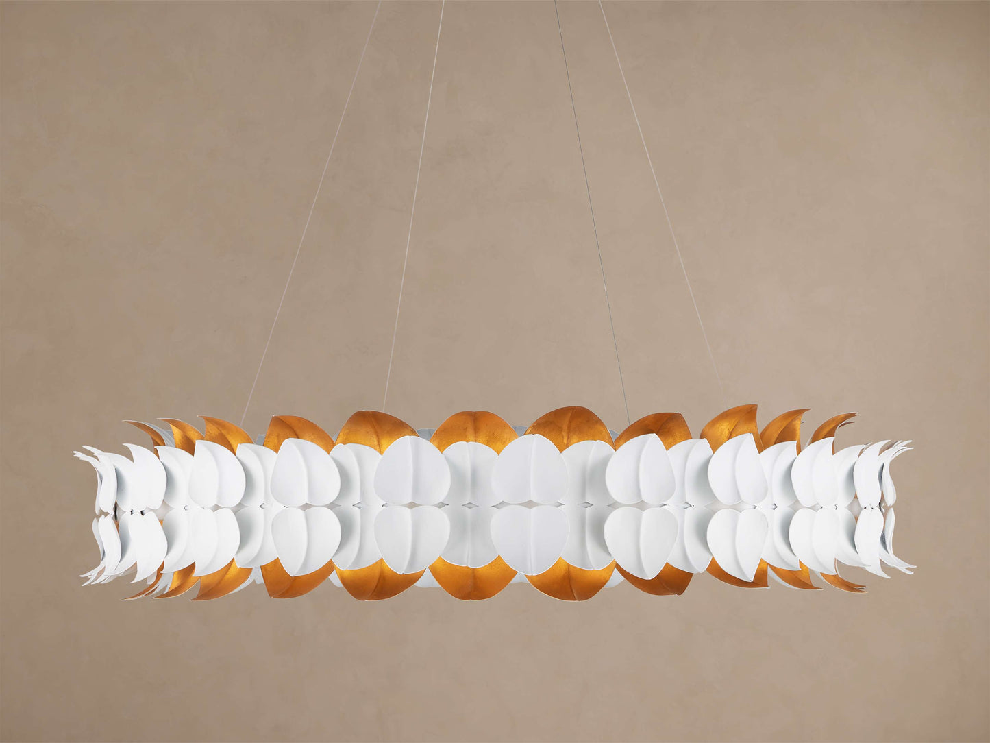 Gesso Leaf Luminous Crown Chandelier