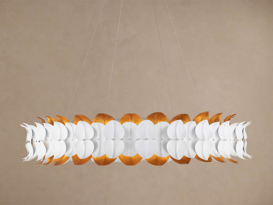 Gesso Leaf Luminous Crown Chandelier