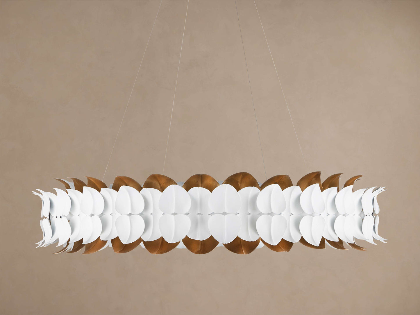 Gesso Leaf Luminous Crown Chandelier