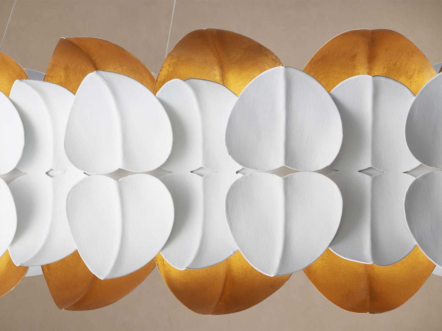 Gesso Leaf Luminous Crown Chandelier