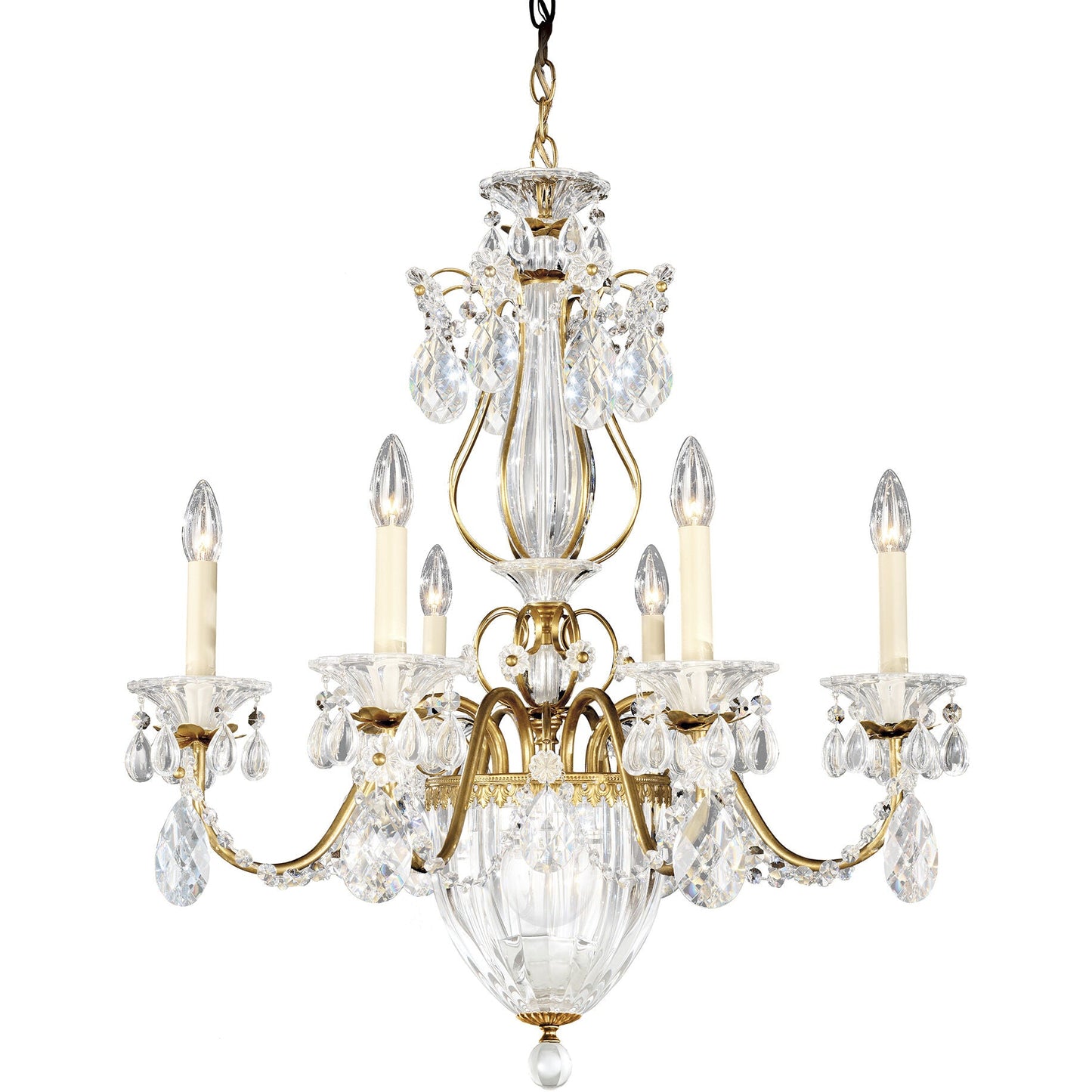 Gold Crystal Lantern Chandelier / Gold / Clear Crystals From Swarovski