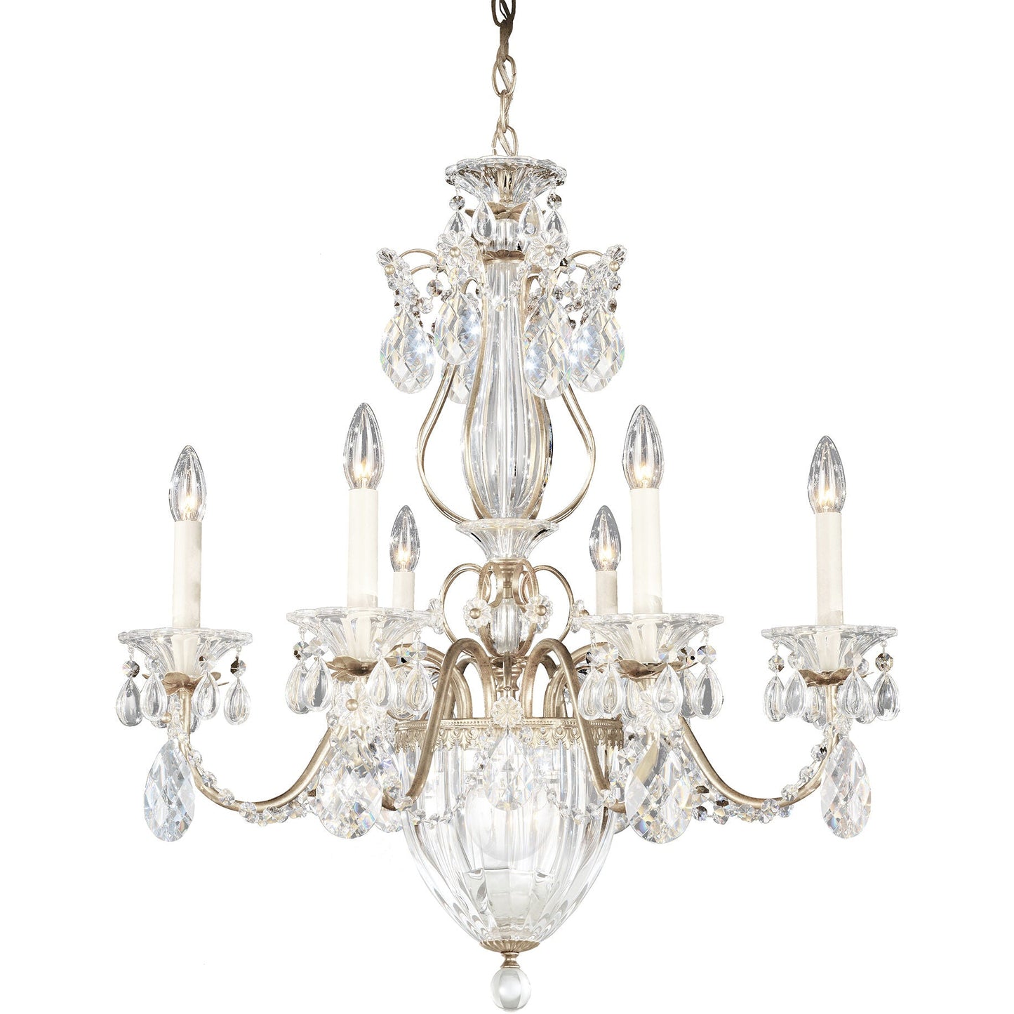 Gold Crystal Lantern Chandelier / Heirloom Gold / Clear Radiance