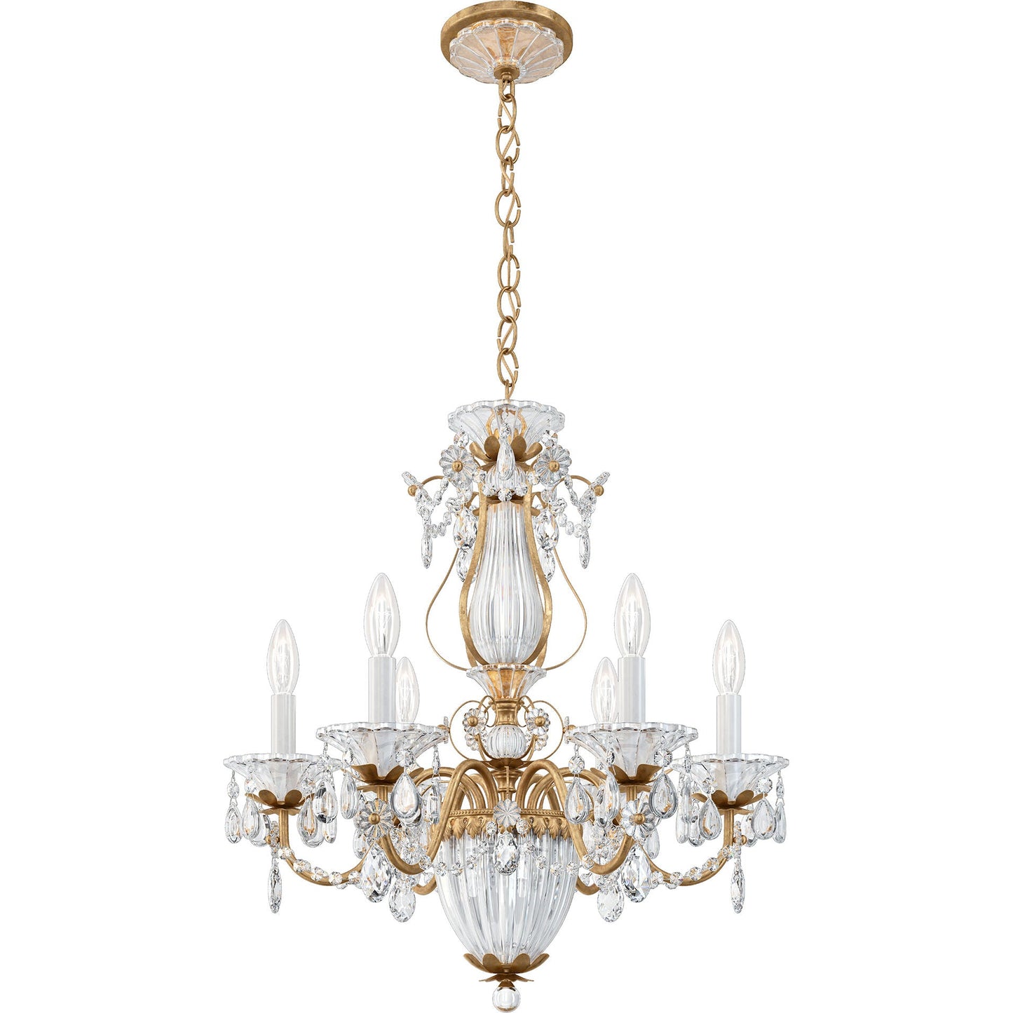 Gold Crystal Lantern Chandelier / Etruscan Gold / Clear Radiance