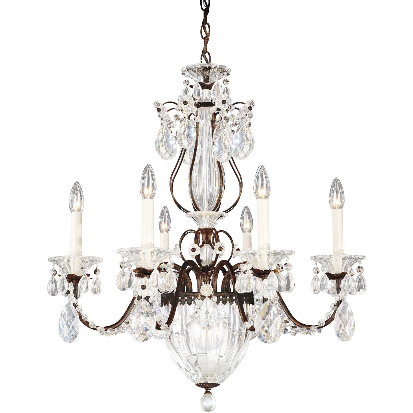 Gold Crystal Lantern Chandelier / Antique Silver / Handcut Heritage Crystal