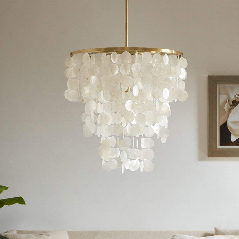 Gold Shell LED Chandelier / 220V three color dimming / Gold 40cm
