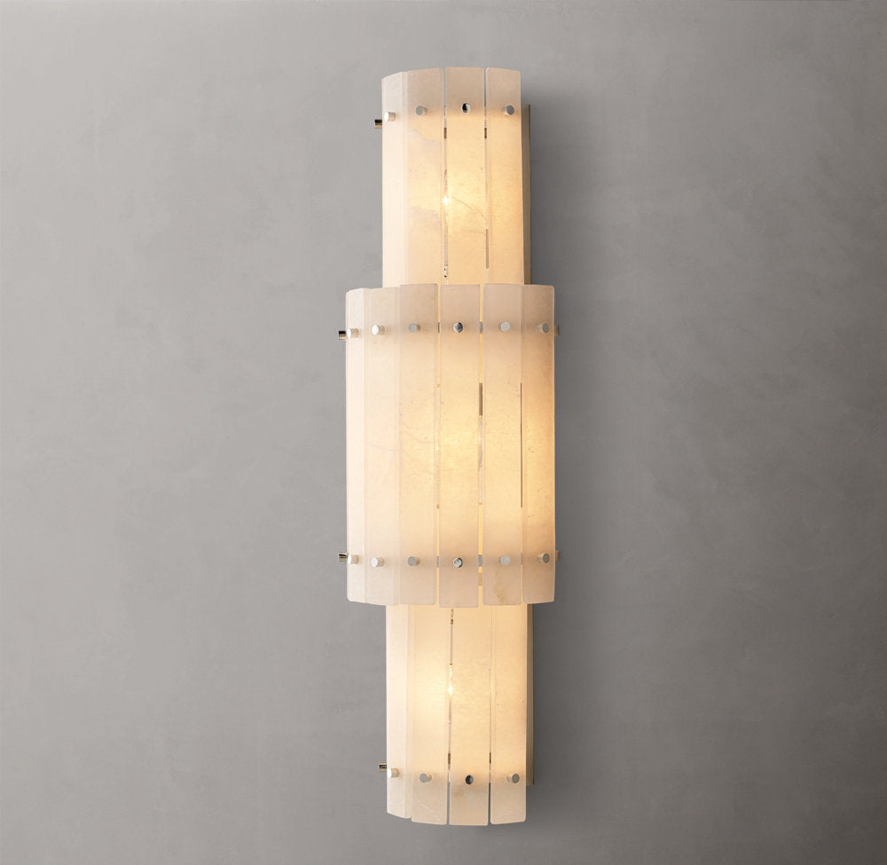 Grand Alabaster Panel Column Sconce