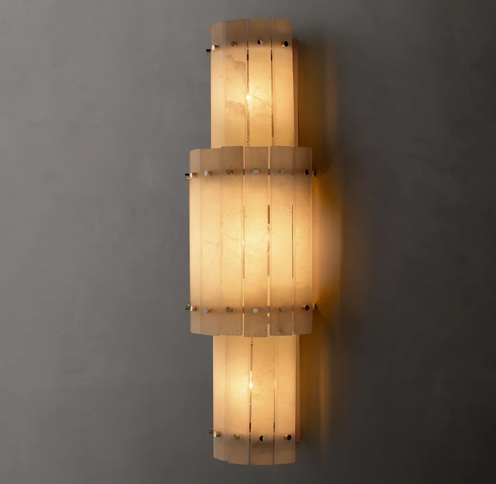Grand Alabaster Panel Column Sconce