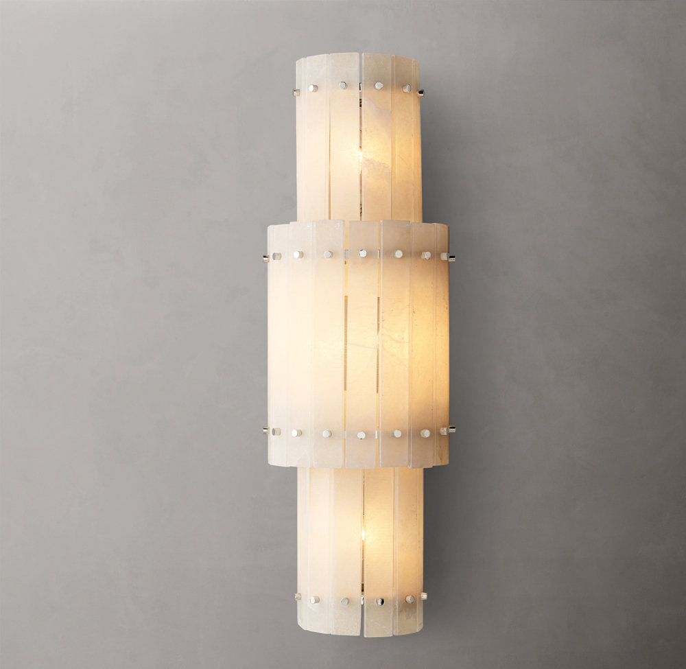 Grand Alabaster Panel Column Sconce