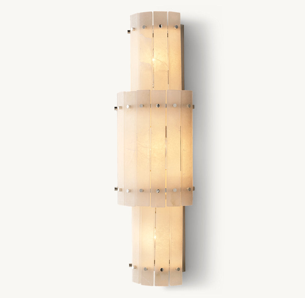 Grand Alabaster Panel Column Sconce
