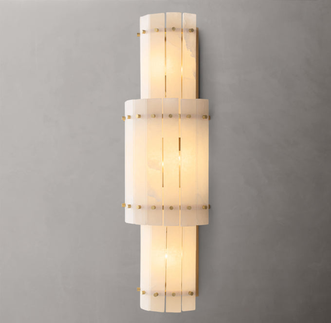 Grand Alabaster Panel Column Sconce