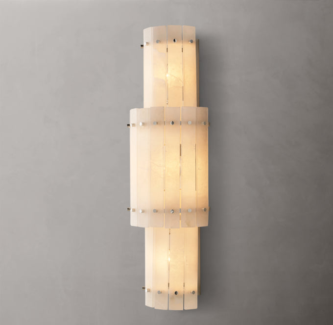 Grand Alabaster Panel Column Sconce