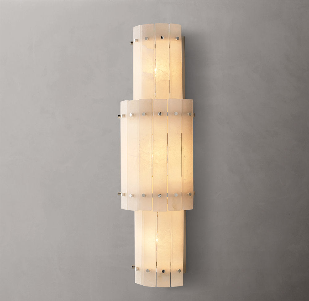 Grand Alabaster Panel Column Sconce