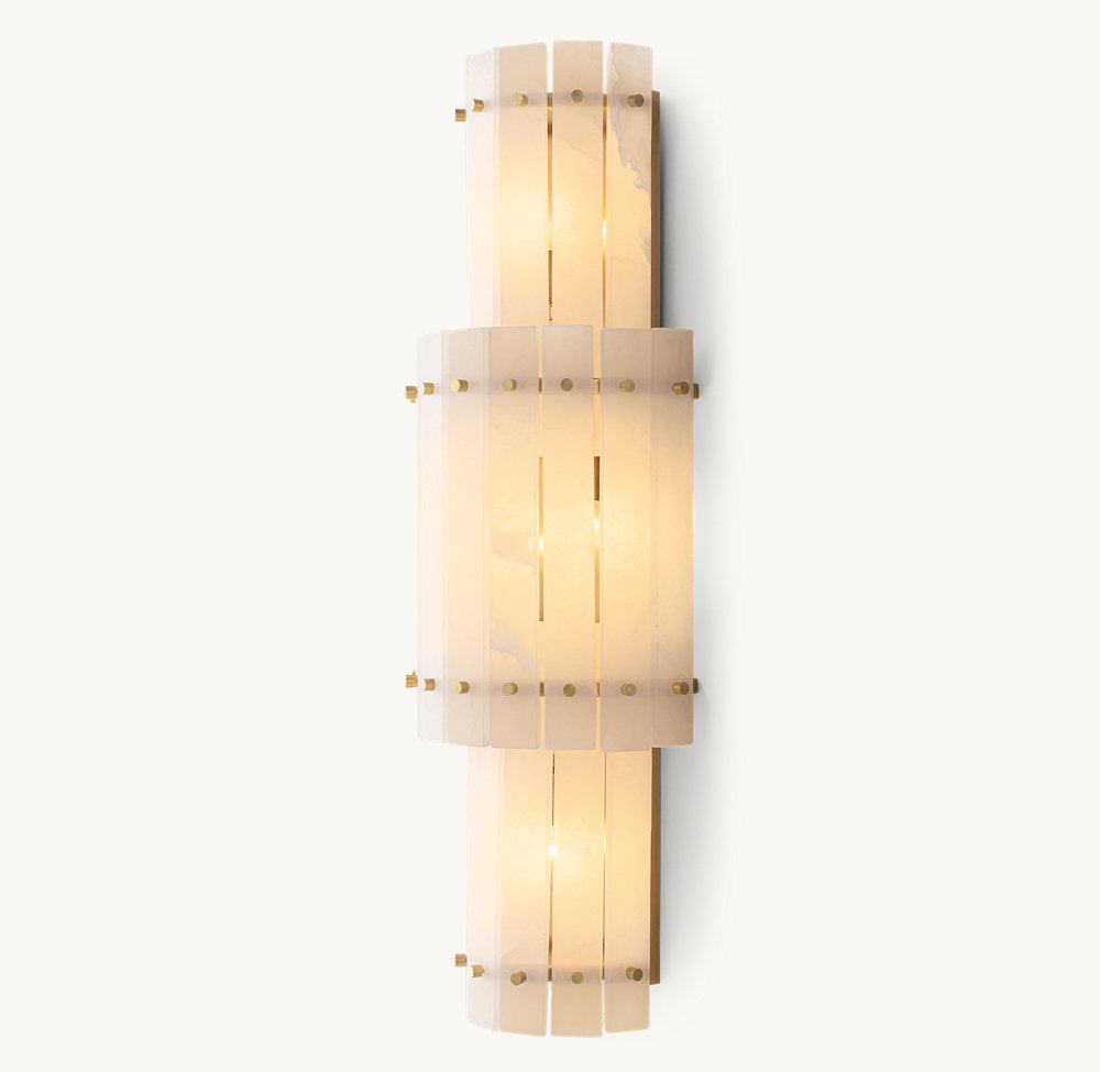 Grand Alabaster Panel Column Sconce