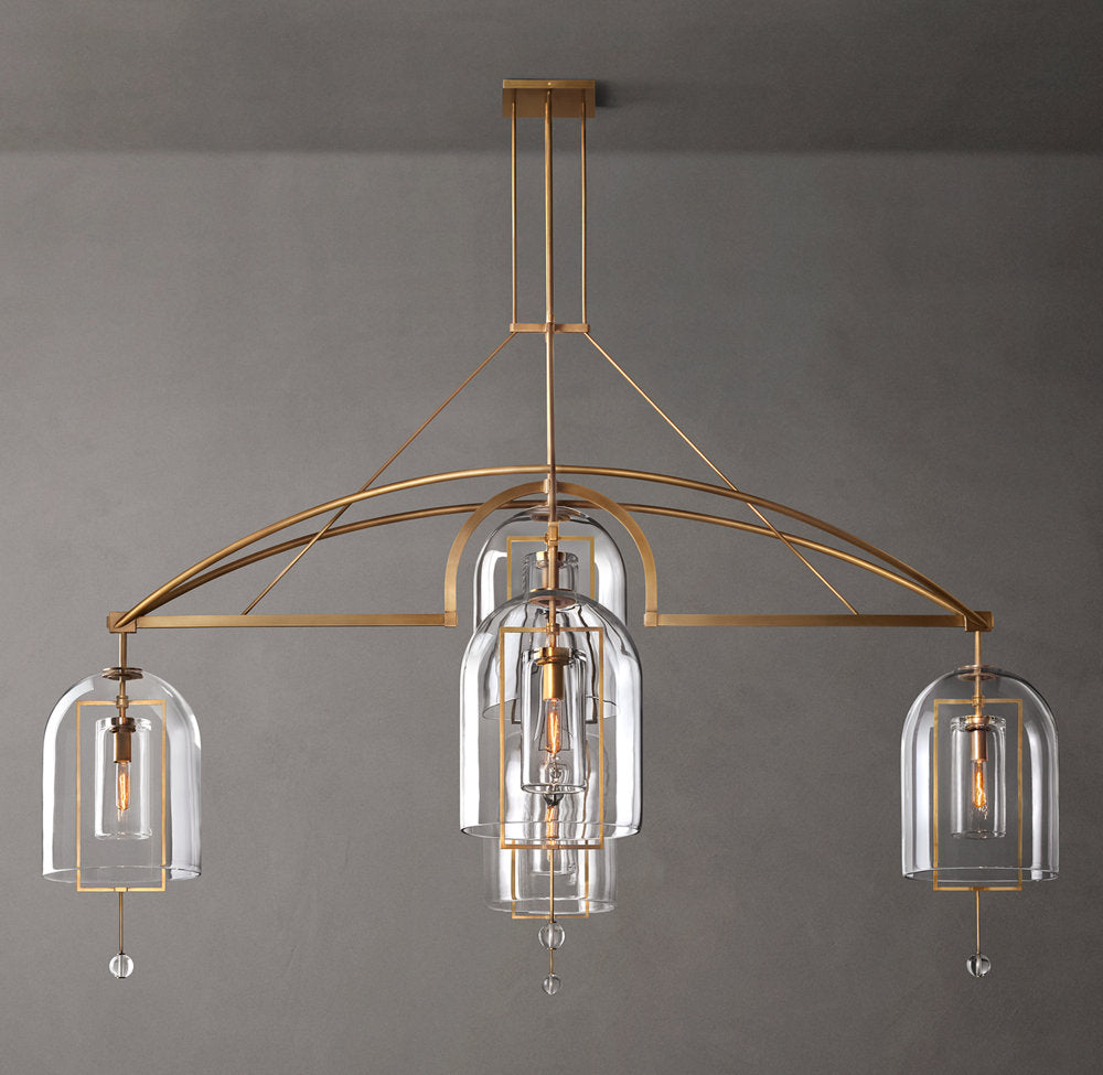 Grand Blown Glass Brass Orb Chandelier