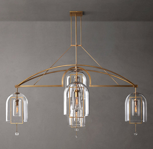 Grand Blown Glass Brass Orb Chandelier