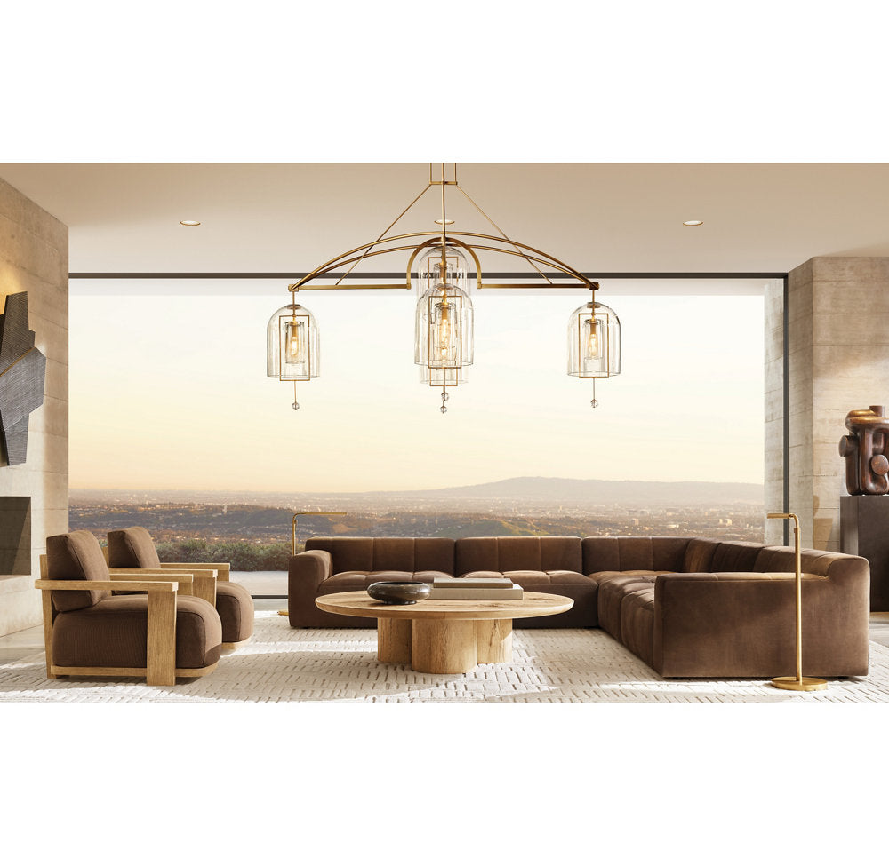 Grand Blown Glass Brass Orb Chandelier
